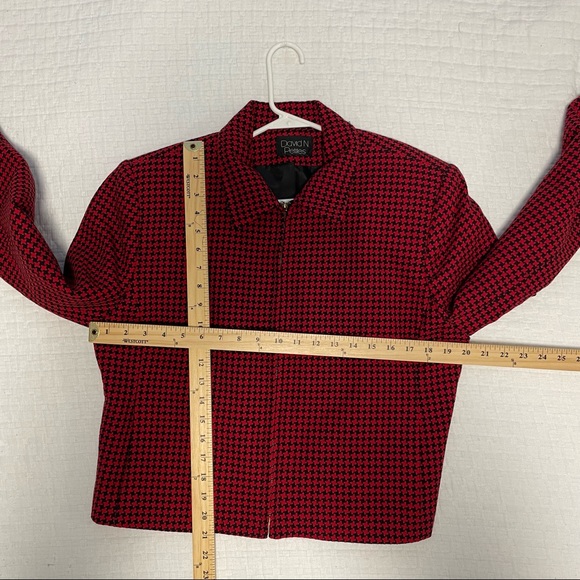 David N Petites Women’s Full Zip Houndstooth Jacket Lined Two Side Front Pockets - Picture 4 of 6